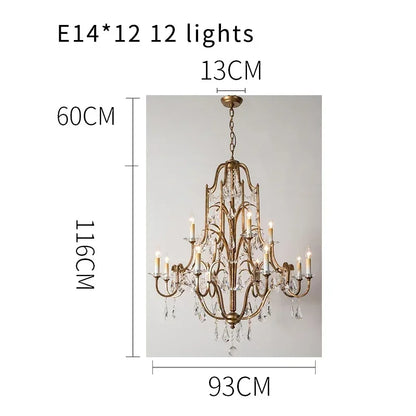 Vintage chandelier with crystal shades facing both up and down