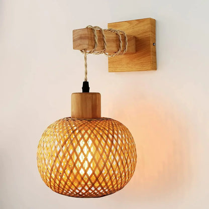 Retro Japanese Bamboo Wall Sconce