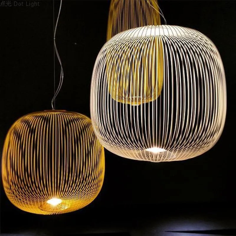 Minimalist spoke chandelier with remote dimming and warm white light