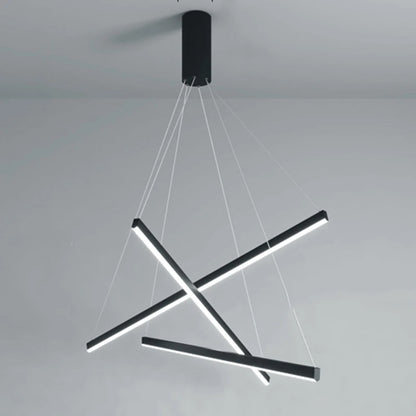 Staggered metal pendant chandelier with warm white wedge base LED light