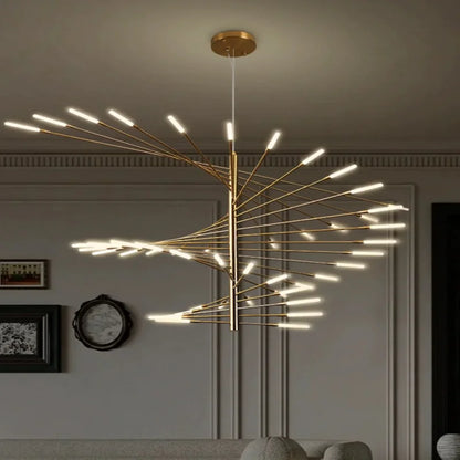 Black metal firework chandelier with remote control dimming light