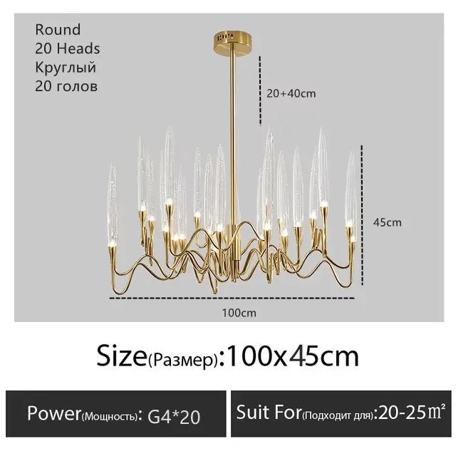 Copper color branch chandelier for bar counters and dining rooms