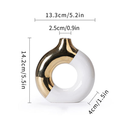 Nordic luxury ceramic flower vase gold for living room wedding