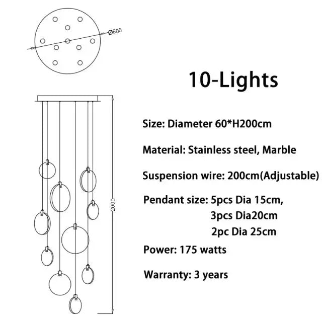 Marble Multi Rod Pendant Light