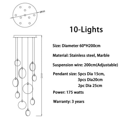 Marble Multi Rod Pendant Light