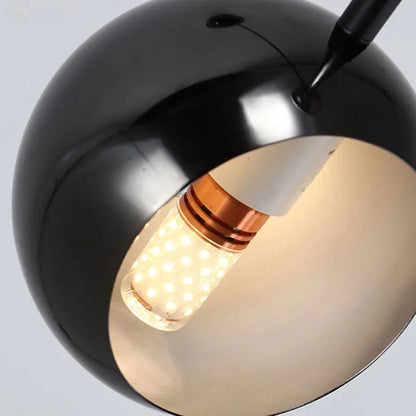 Loft style globe chandelier with polished chrome fittings and glass shades