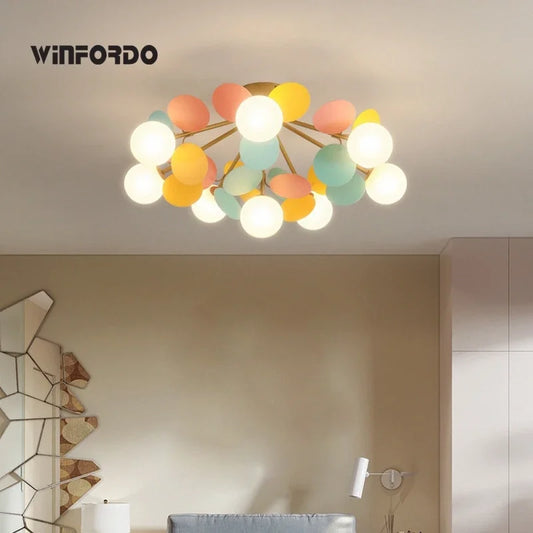 Acrylic disc ball chandelier with painted iron frame and acrylic discs