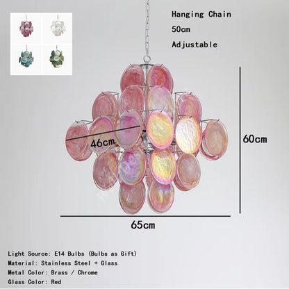 Tall stained glass chandelier at 29.5 in wide and 41.3 in high
