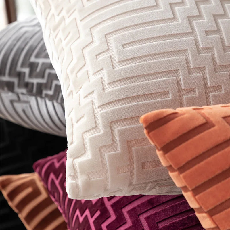Geometric Velvet Throw Pillow Cover — alternate view