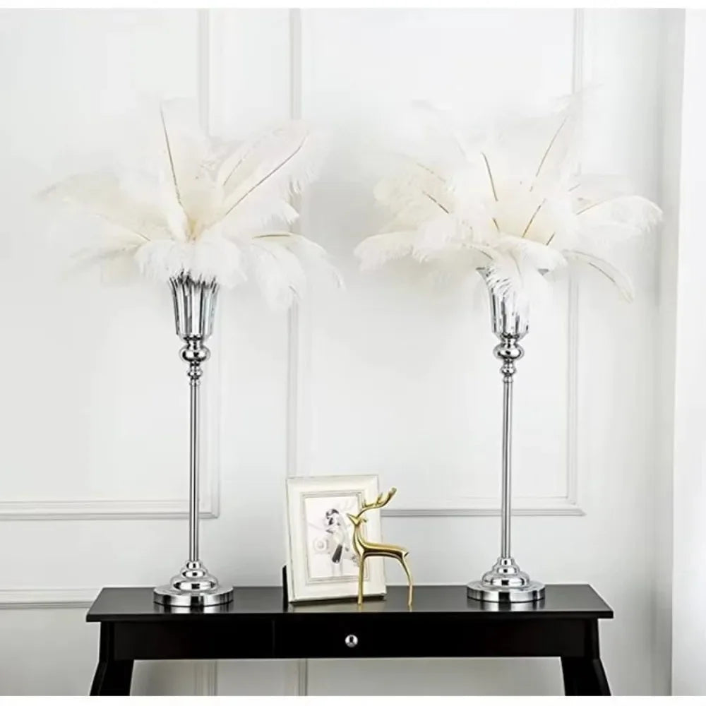 Close-up of silver metal finish on luxury flower stand vase showing textured surface detail