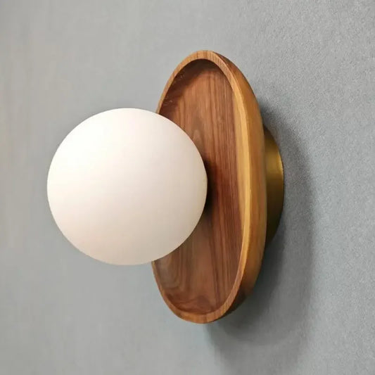 wood wall sconce, front view on white background