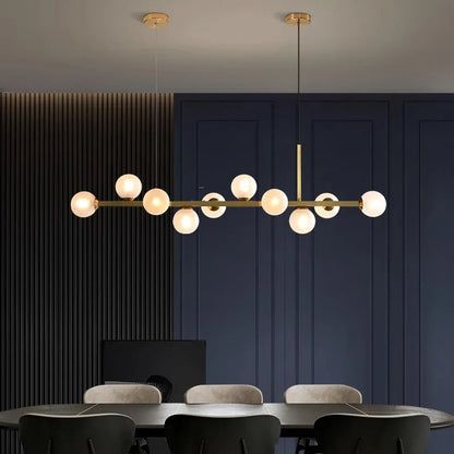 Eight head linear chandelier, 41.7 inches long with a 47.2 inch drop