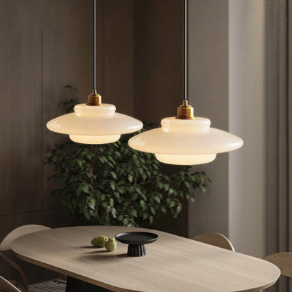 Milk Glass Brass Pendant Light