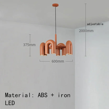 Black iron chandelier with eight U arms and concealed E27 sockets