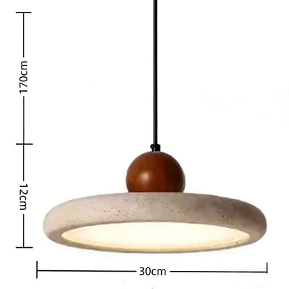 Travertine chandelier on an iron cord fitting, bulb included