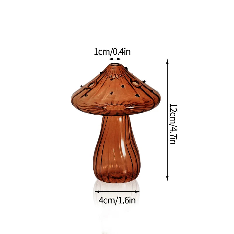 Creative glass mushroom vase hydroponic flower display