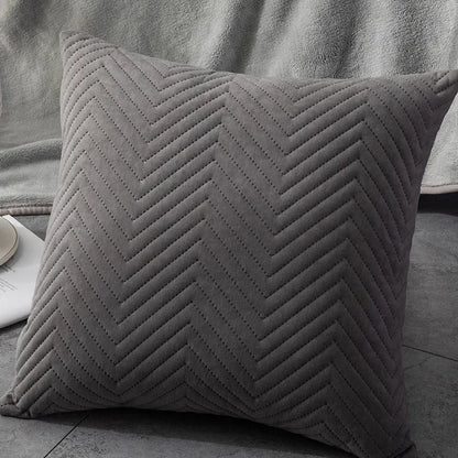 Quilted Velvet Throw Pillow Cover