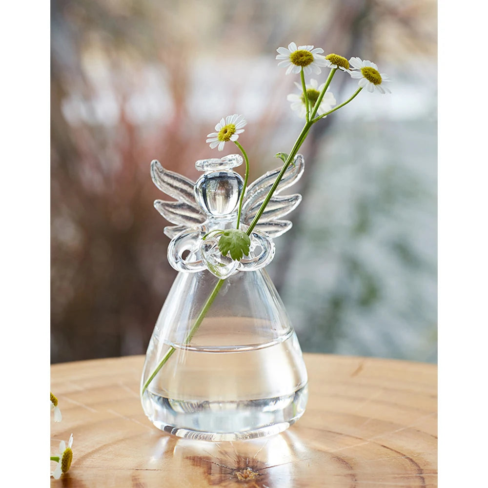 Small angel glass hanging vase 9.5x5.5cm with boho home display styling