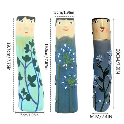 Bohemian face vase handmade resin dried flowers home décor