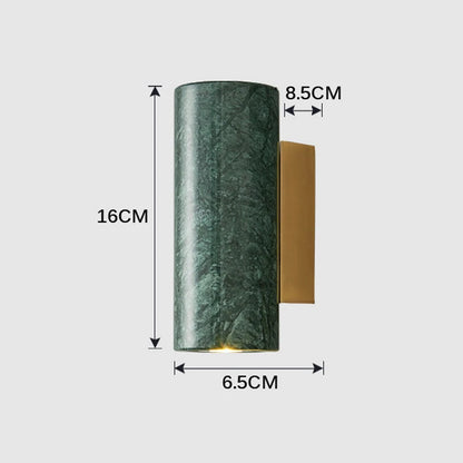 black marble wall sconce, detail view of fixture base and arm
