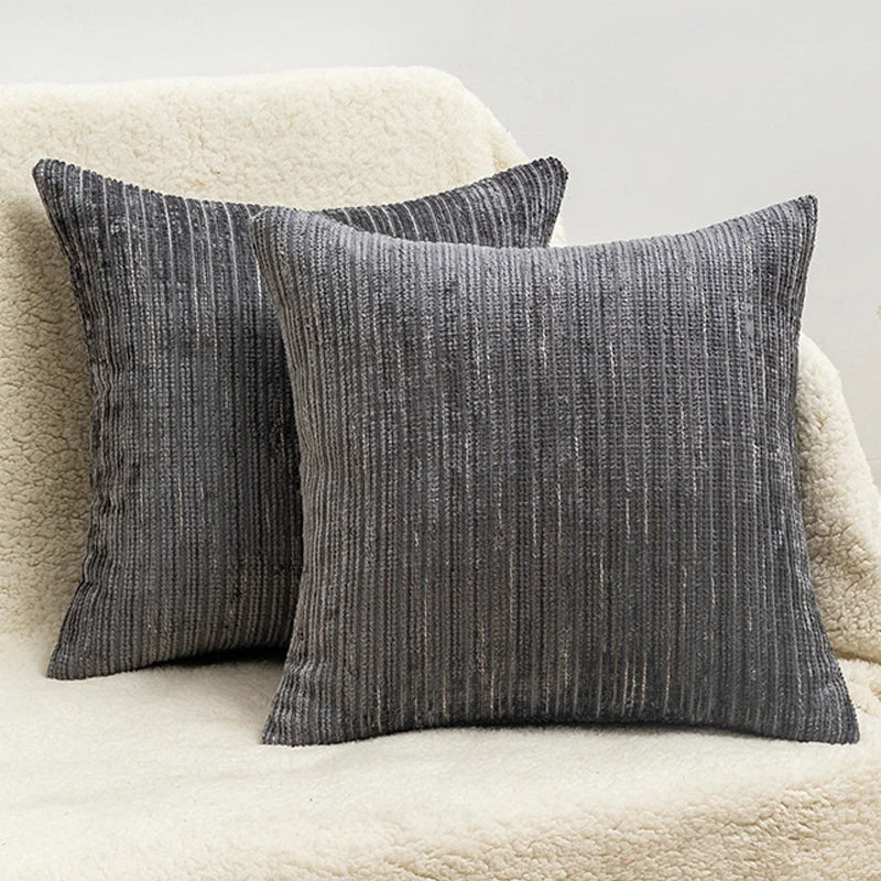 Striped Chenille Throw Pillow Cover