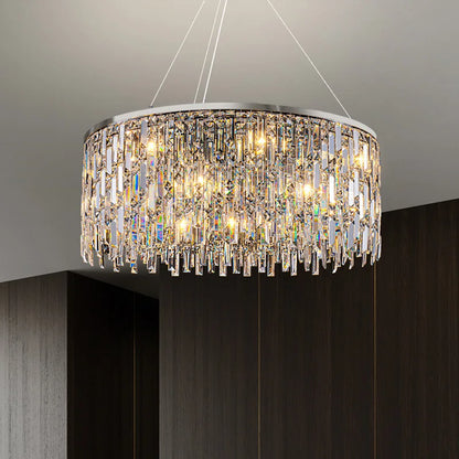 Linear crystal chandelier, 47.2 inches long, with downward facing crystal