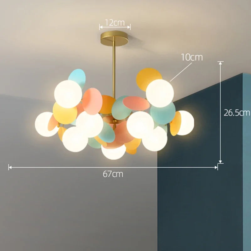 Branch chandelier, 35.4 by 11.8 inches, in white for a dining room ceiling