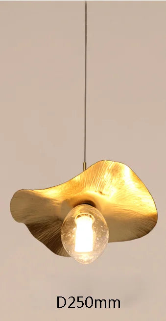 Hammered Brass Lotus Pendant