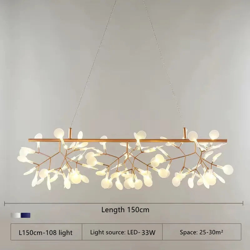 Firefly chandelier in rose gold with warm white wedge base LED light