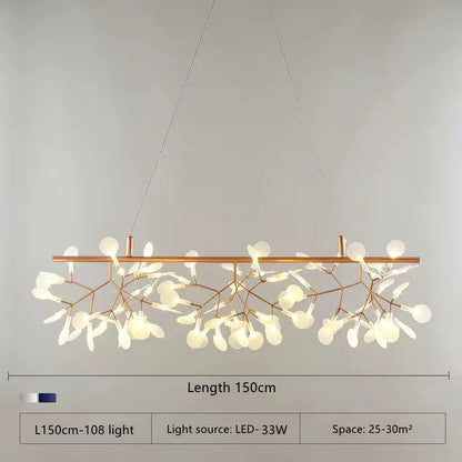 Firefly chandelier in rose gold with warm white wedge base LED light
