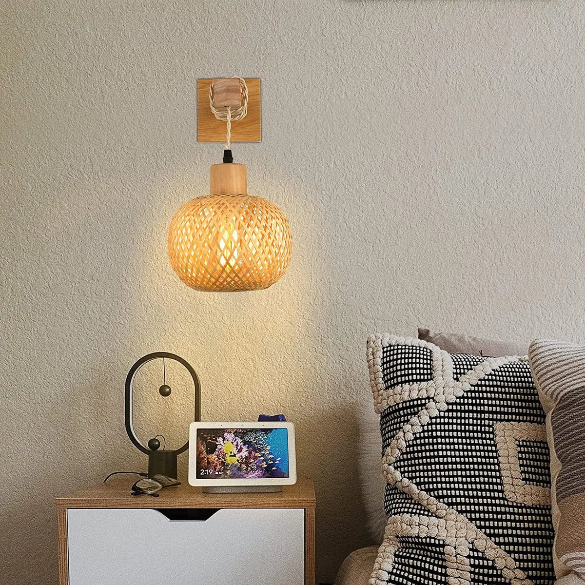 Japanese Retro Bamboo Rattan Wall Sconce