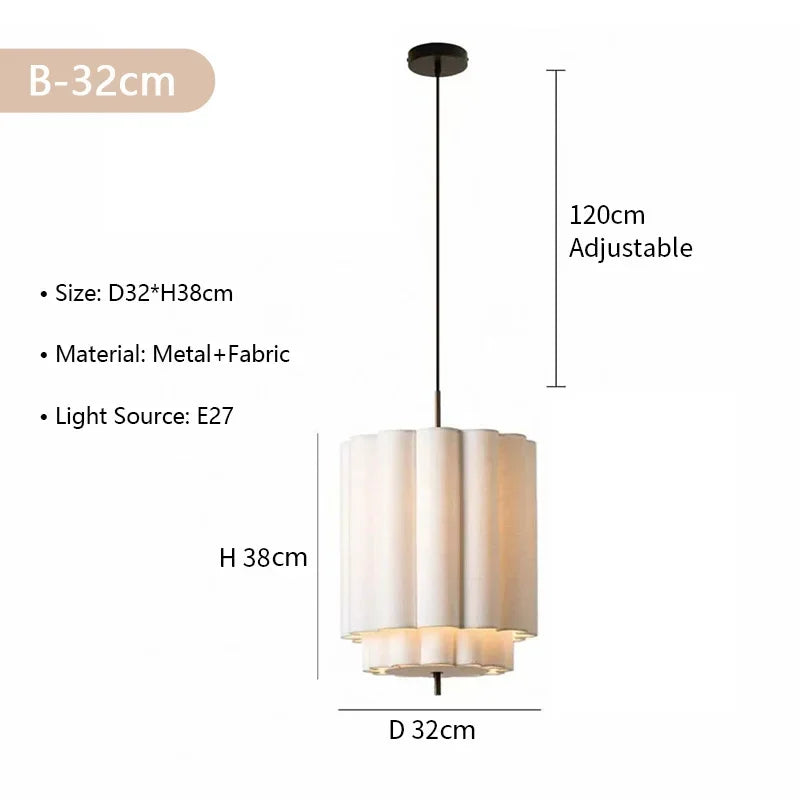 Fabric chandelier at 47.2 in width rated for 90 to 260V power