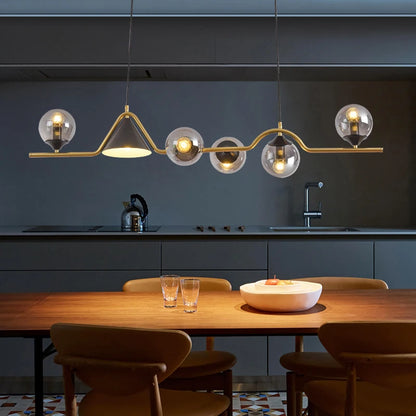 Clear glass linear chandelier at 47.2 in length with included bulbs