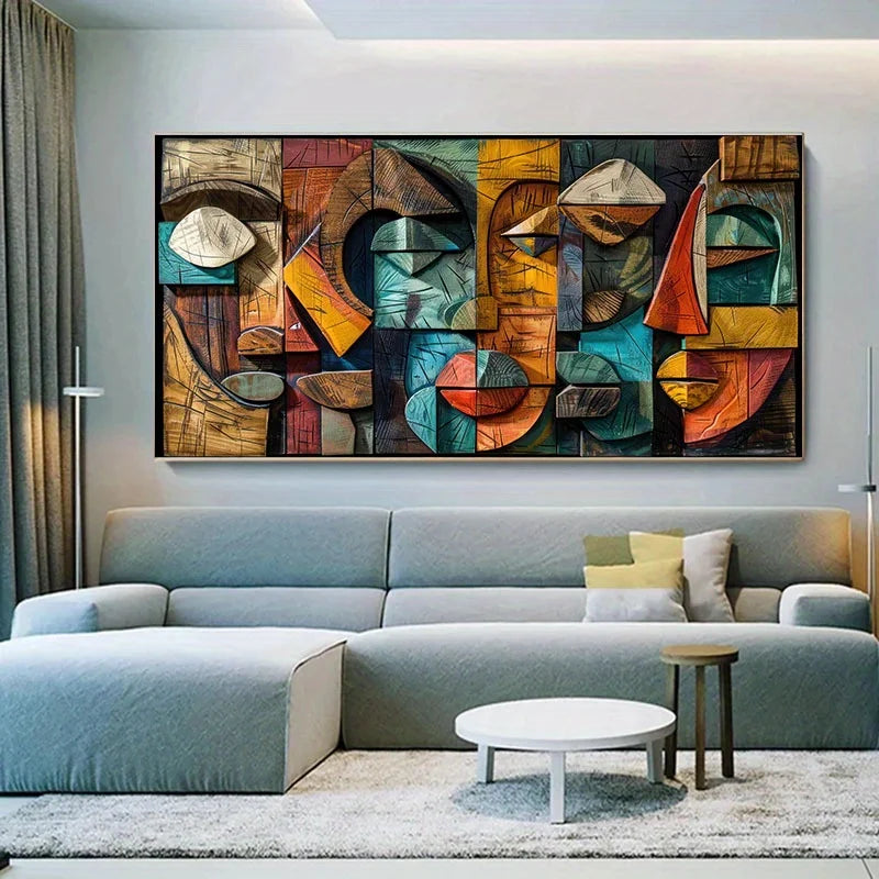 Modern Abstract Geometric Large Canvas Wall Art Print