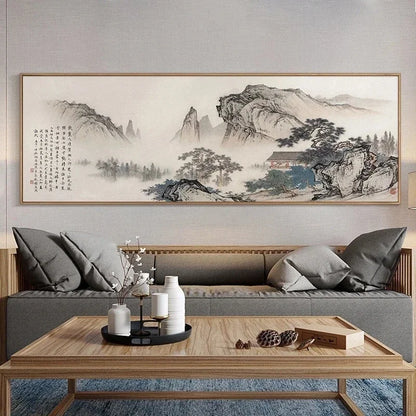 Chinese Landscape Panoramic Canvas Wall Art Print