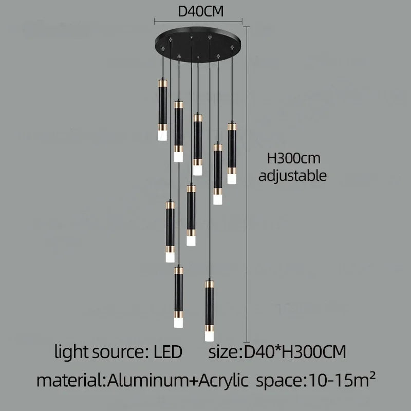 Three head acrylic rod chandelier, 7.9 inches wide by 47.2 inch drop