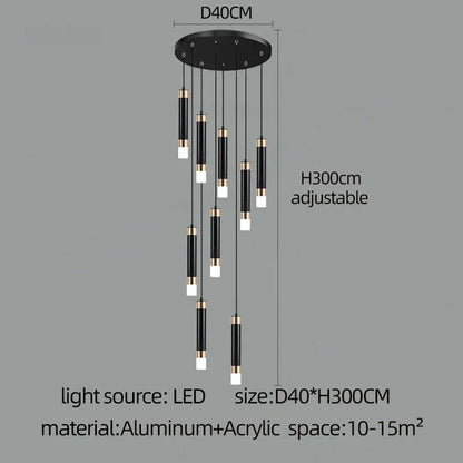 Three head acrylic rod chandelier, 7.9 inches wide by 47.2 inch drop