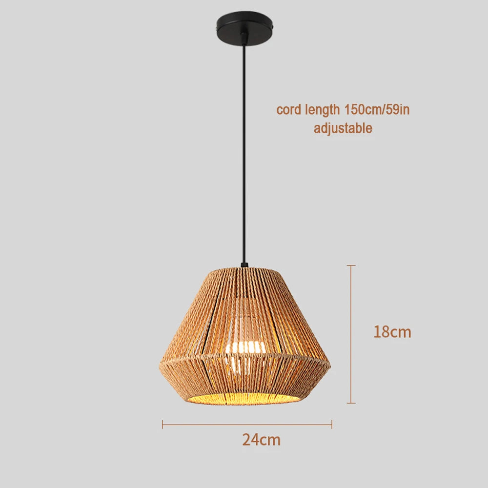 Boho Rattan Three Light Pendant