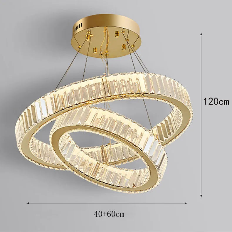 Crystal ring chandelier with remote control and touch on off switching