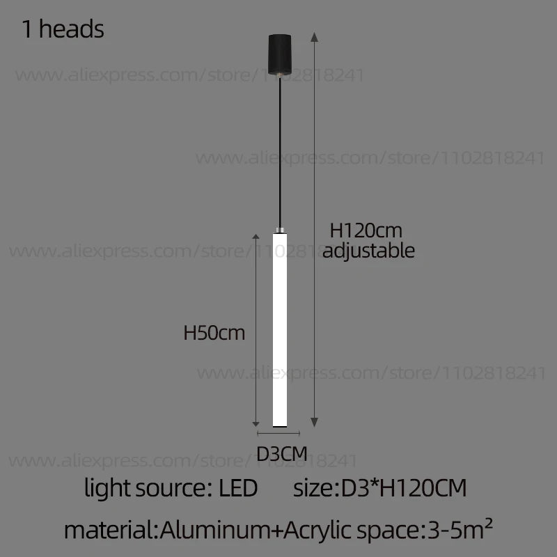 Five head strip chandelier, 11.8 in across, with a 59.1 in drop
