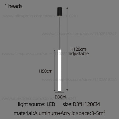 Five head strip chandelier, 11.8 in across, with a 59.1 in drop