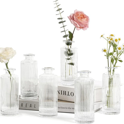 Retro mini glass bud vase set for hydroponic wedding table décor