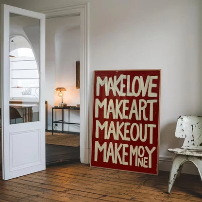 Retro Love Quote Typography Canvas Wall Art Print
