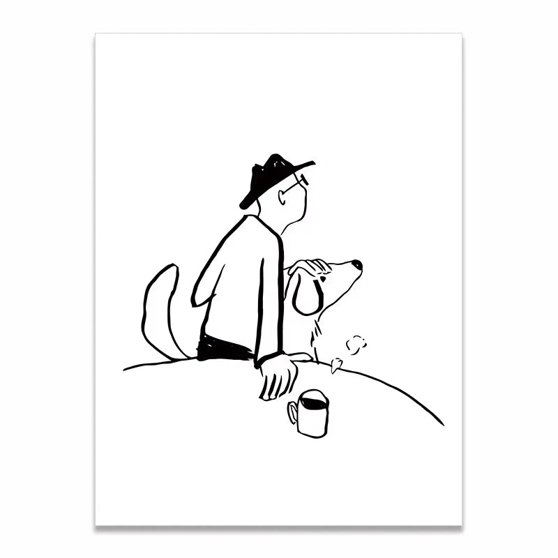 Korean Minimalist Anime Couple Canvas Wall Art