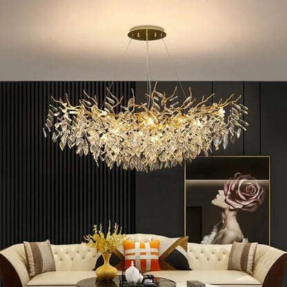 Round crystal chandelier at 80 centimetres with gold iron frame