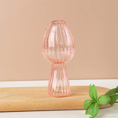 Umbrella shaped jelly plastic vase in maximalist home interior