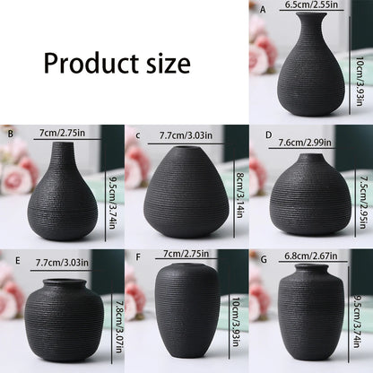 Black ceramic vase style D with angled asymmetric silhouette as Japandi decor accent