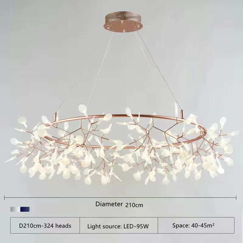 Branch chandelier, 49.2 inch diameter with 162 heads, in painted sand gold
