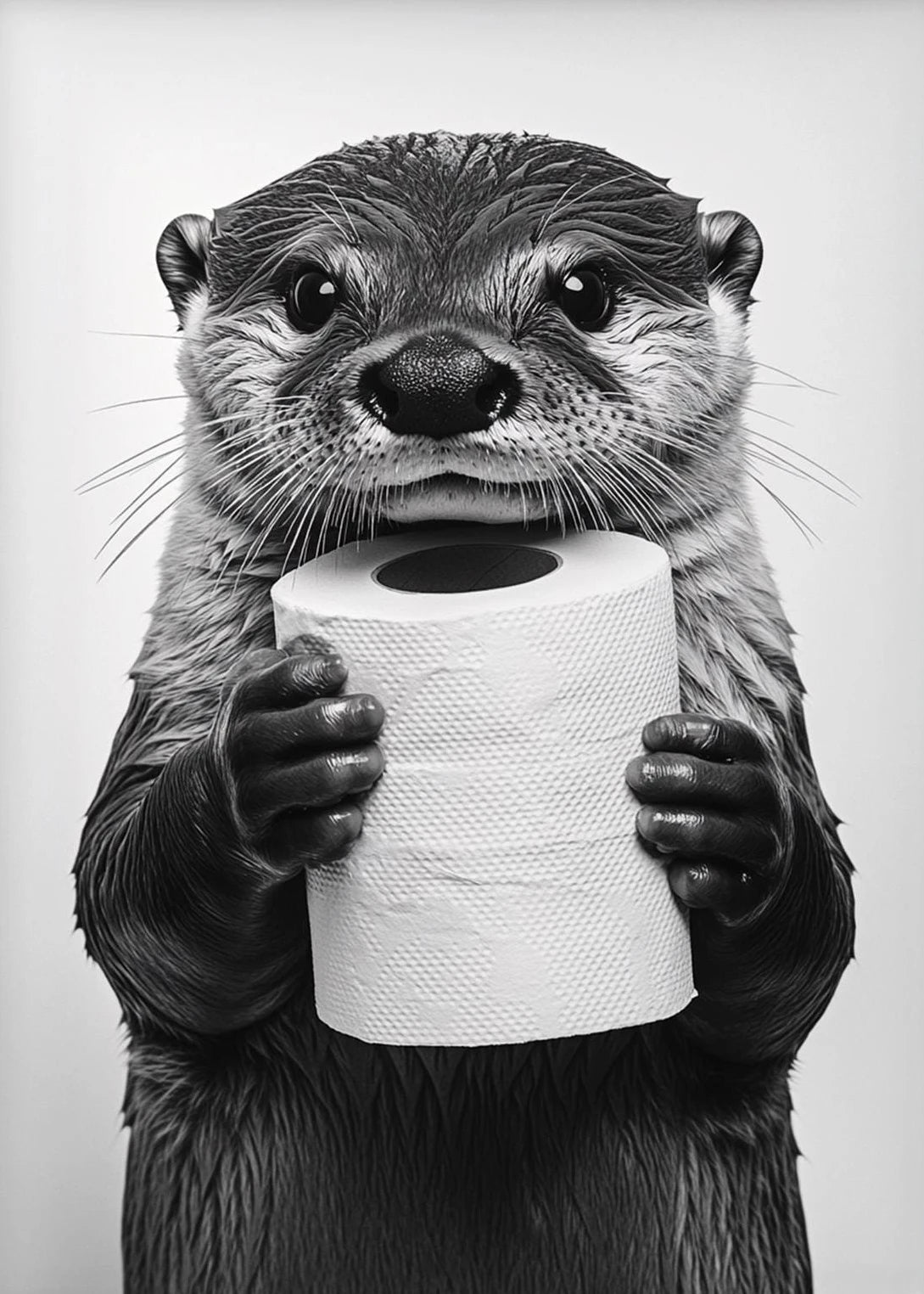 Funny Bathroom Animals Toilet Paper Canvas Wall Art