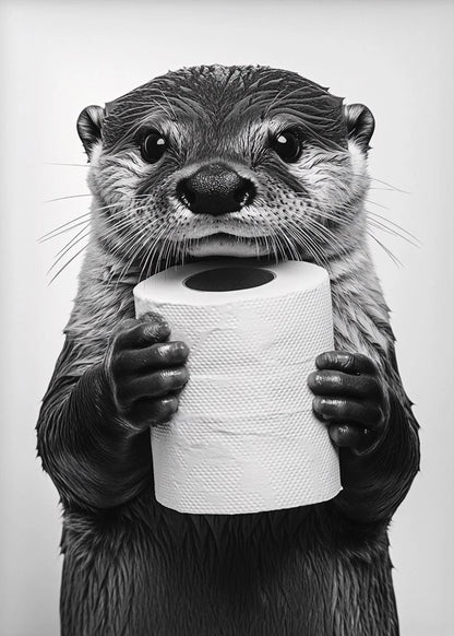 Funny Bathroom Animals Toilet Paper Canvas Wall Art